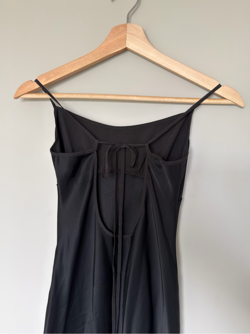 Aritzia Black satin slip midi dress size S open back tie detail - Picture 8 of 8